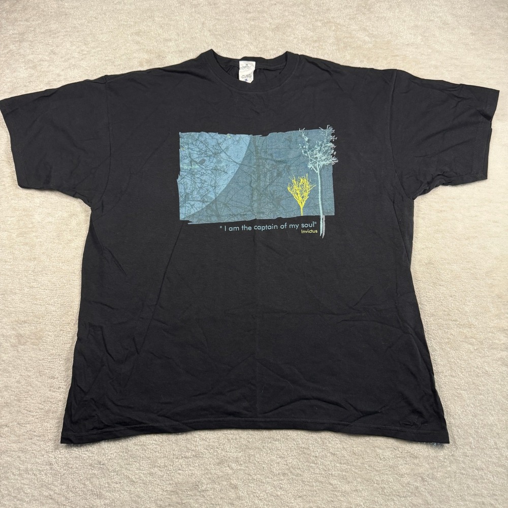 Anvil Graphic T Shirt Mens 2X Black Invictus Poem Captain Of My Soul Nature Tee